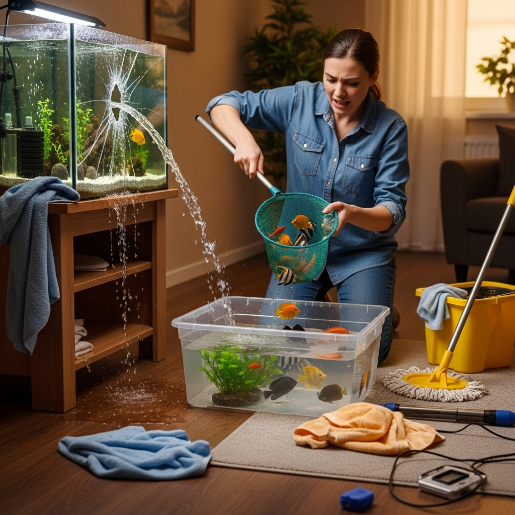 Акваріум протікає? Не панікуйте! Дії для збереження рибок та обладнання