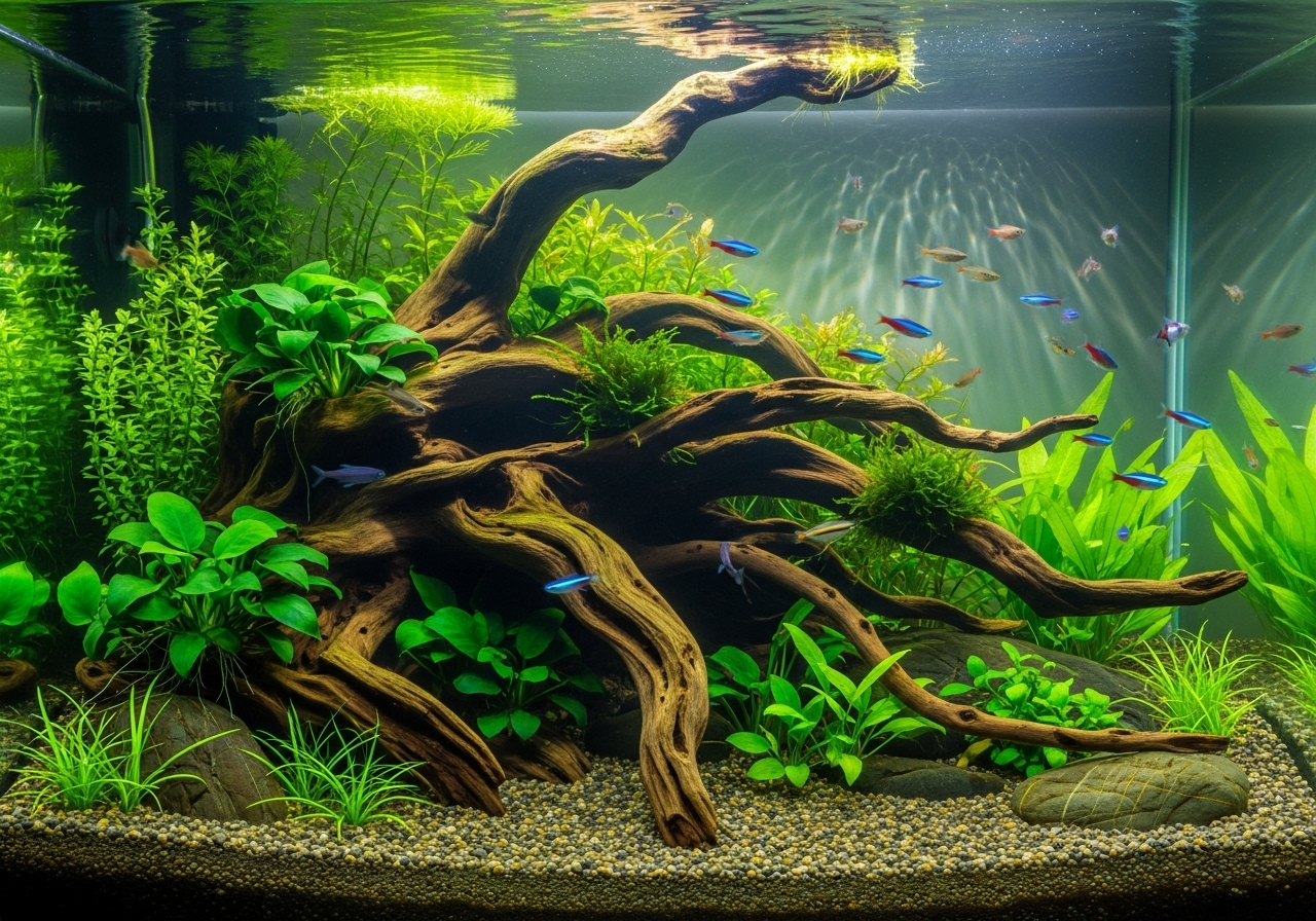 Естетична та біологічна роль корчів в акваріумі