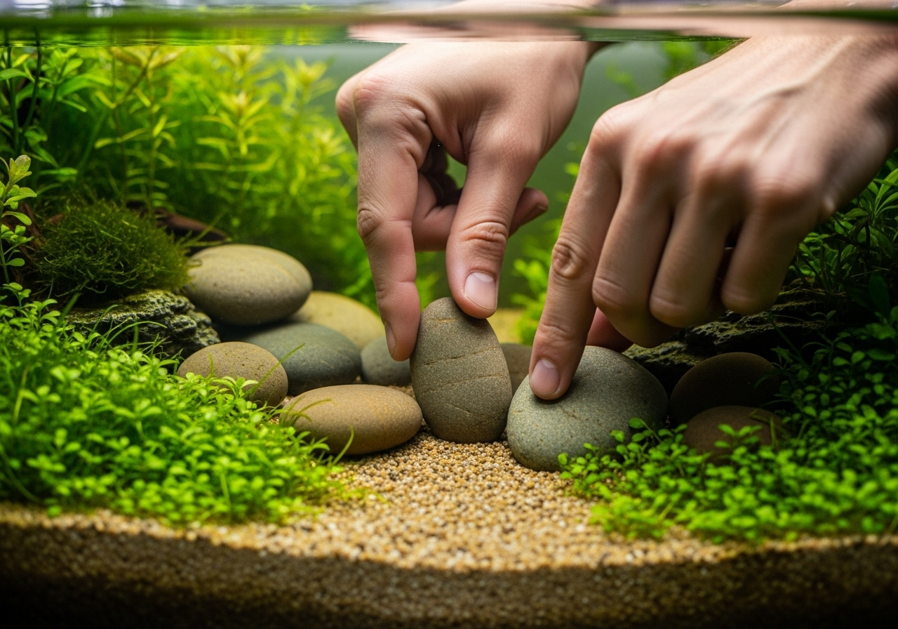 Як розмістити камені в акваріумі