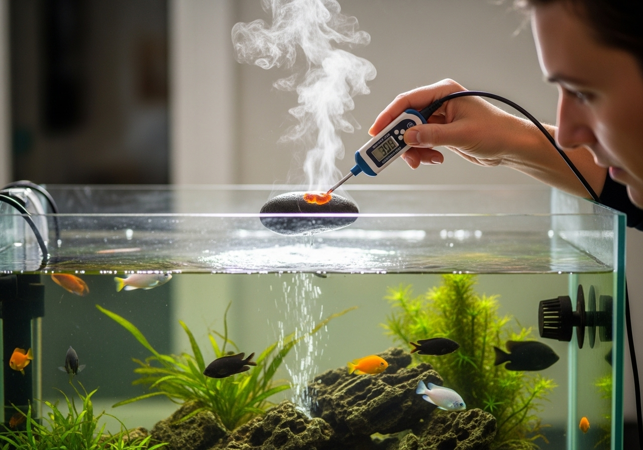 Встановлення гарячого каміння в акваріум