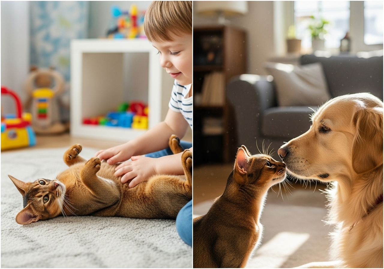 Абіссінський кіт у сім'ї: як він ладнає з дітьми та іншими тваринами?